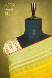 ARN1714 Multi-color Georgette saree with Zig-Zag geometric pattern.