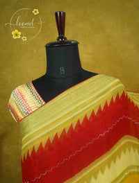 ARN1716 Multi-color Georgette saree with Zig-Zag geometric pattern.