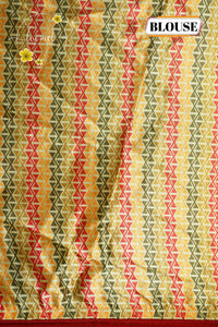 ARN1716 Multi-color Georgette saree with Zig-Zag geometric pattern.