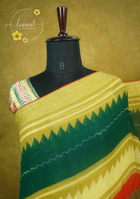 ARN1717 Multi-color Georgette saree with Zig-Zag geometric pattern.