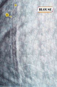 ARN1812 Slate Grey and Silver Crepe saree with abstract floral digital prints