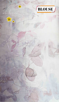 ARN1815 Misty lavender Crepe saree with Modern Abstract Floral Print.