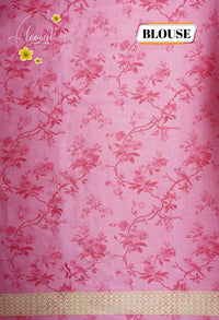 ARN1818 Dusty Rose Crepe saree with Botanical Print.