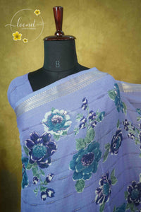 ARN2005 Lavender Georgette saree with large digital floral prints.