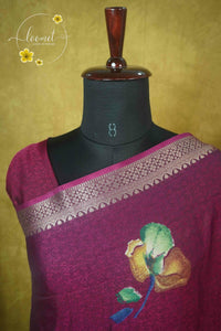 ARN21004 Magenta Georgette saree with multicolor floral bouquets.