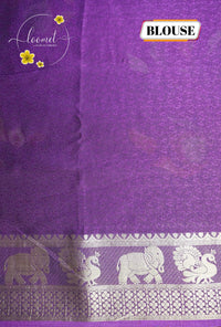 ARN21005 Purple Georgette saree with multicolour floral bouquets.