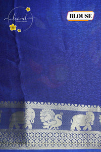 ARN21006 Royal Blue Georgette saree with multicolor floral bouquets.