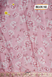 ARN2602 Pastel Peach-Pink Organza saree with large-scale floral print.