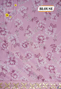 ARN2603 Mauve pink Organza saree with large-scale floral print.