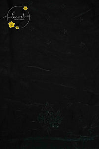 ARN3003 Black Organza saree with all-over intricate tonal embroidery with delicate floral motifs.
