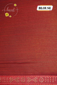 ARN3102 Deep maroon Jute Georgette saree with leaf motifs.