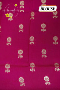 ARN3404 Teal Blue Mysore silk saree with copper zari peacock buttas.