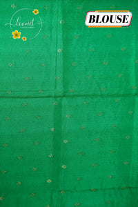 ARN3409 Crimson Red Mysore Silk saree features floral buttas with zari paisley borders.
