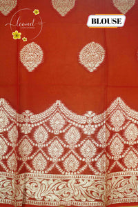 ARN4103 Off-white & red Georgette saree with circular butta motifs.