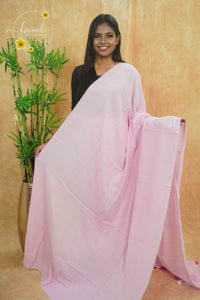 ASB25674 Baby Pink Mul Cotton saree with striped texture, shimmering silver sequins.