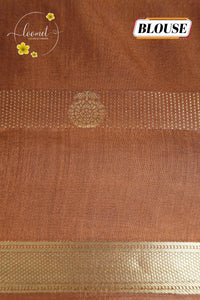 ASM2330 Antique Rose & Coffee Brown Viscose saree with multi-color kalamkari buttas.