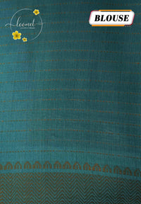 AVD5435 Sky Blue Dola Silk saree with horizontal silver pinstripes.