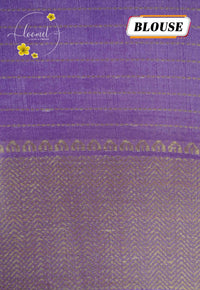 AVD5437 Royal Purple Dola Silk saree with horizontal silver pinstripes.