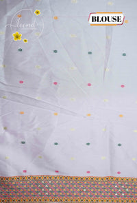 AVD6433 Lavender-Pink Pasmina silk saree with multi-colored buttis & Meenakari-style pattern..