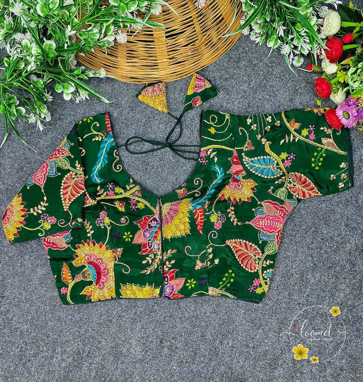 BLB2212 Rama Green Viscose Position Print Blouse.