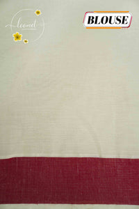 CKS5312 Off-White Cotton saree with maroon and solid border.