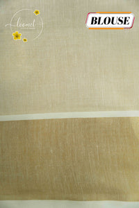 CKS5511 Light Gold Tissue Cotton saree featuring hand-painted kanikkonna floral bunches.