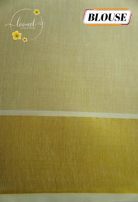 CKS6031 Light Gold Tissue Cotton saree featuring lotus buttas with gold zari temple border.