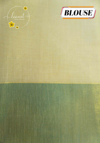 CKS6081 Light Gold Tissue Cotton saree featuring teal and purple checked buttas.