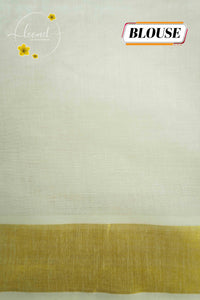 CKS6091 Off-White Cotton saree featuring terracotta floral prints with golden zari border.