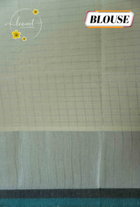 CKS7121 Off-White Cotton saree featuring silver micro-grid pattern.