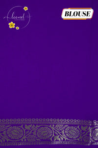 IMC5114 Electric Purple Georgette Viscose saree with horizontal gold zari stripes.