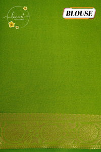 IMC5115 Parrot Green Georgette Viscose saree with horizontal gold zari stripes.