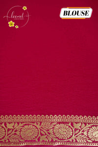 IMC5118 Pink Georgette Viscose saree with horizontal gold zari stripes.