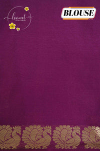 IMC7111 Deep Magenta Georgette viscose saree with annapakshi motif and Gold Zari stripes