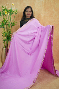 IMC7112 Pastel Lilac Georgette viscose saree with annapakshi motif and Gold Zari stripes