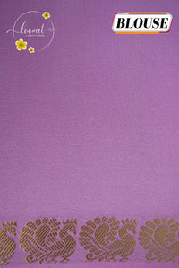 IMC7112 Pastel Lilac Georgette viscose saree with annapakshi motif and Gold Zari stripes