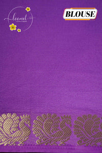 IMC7114 Royal Purple Georgette viscose saree with annapakshi motif and Gold Zari stripes.