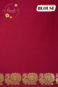 IMC7115 Maroon Georgette viscose saree with annapakshi motif and Gold Zari stripes.