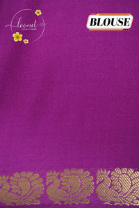 IMC7117 Magenta Georgette viscose saree with annapakshi motif and Gold Zari stripes.