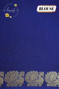 IMC7118 Royal Blue Georgette viscose saree with annapakshi motif and Gold Zari stripes.