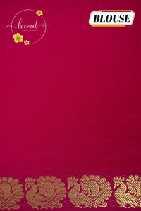 IMC7119 Rani Pink Georgette viscose saree with annapakshi motif and Gold Zari stripes.