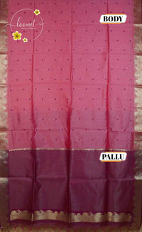 IS5513 Pink and Magenta Semi Chanderi Silk with fine horizontal and heart-shaped buttas.