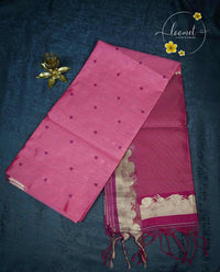 IS5513 Pink and Magenta Semi Chanderi Silk with fine horizontal and heart-shaped buttas.