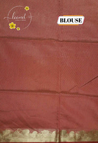 IS5516 Cream and Rust-Red Semi Chanderi Silk with fine horizontal and heart-shaped buttas