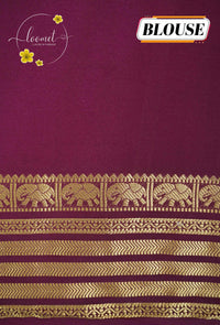 IS6120 Lavender and Deep Wine Georgette Viscose saree with floral gold zari border.