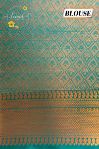 ISS4343 Lotus Pink & Teal Blue-Grey Semi Soft silk saree featuring a Grid-Check Pattern.