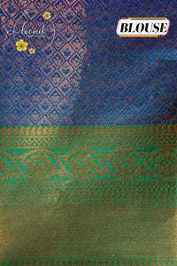 ISS4344 Rani Pink & Dark Green Semi Soft silk saree featuring a Grid-Check Pattern.