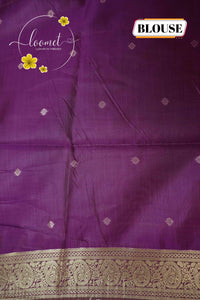 ISS8313 Off-White and wine Banarasi Semi Cotton saree with floral motifs.