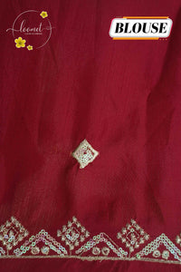 IWS4114 Pink Tissue Organza saree with silver sequin buttas shaped like small leaves.