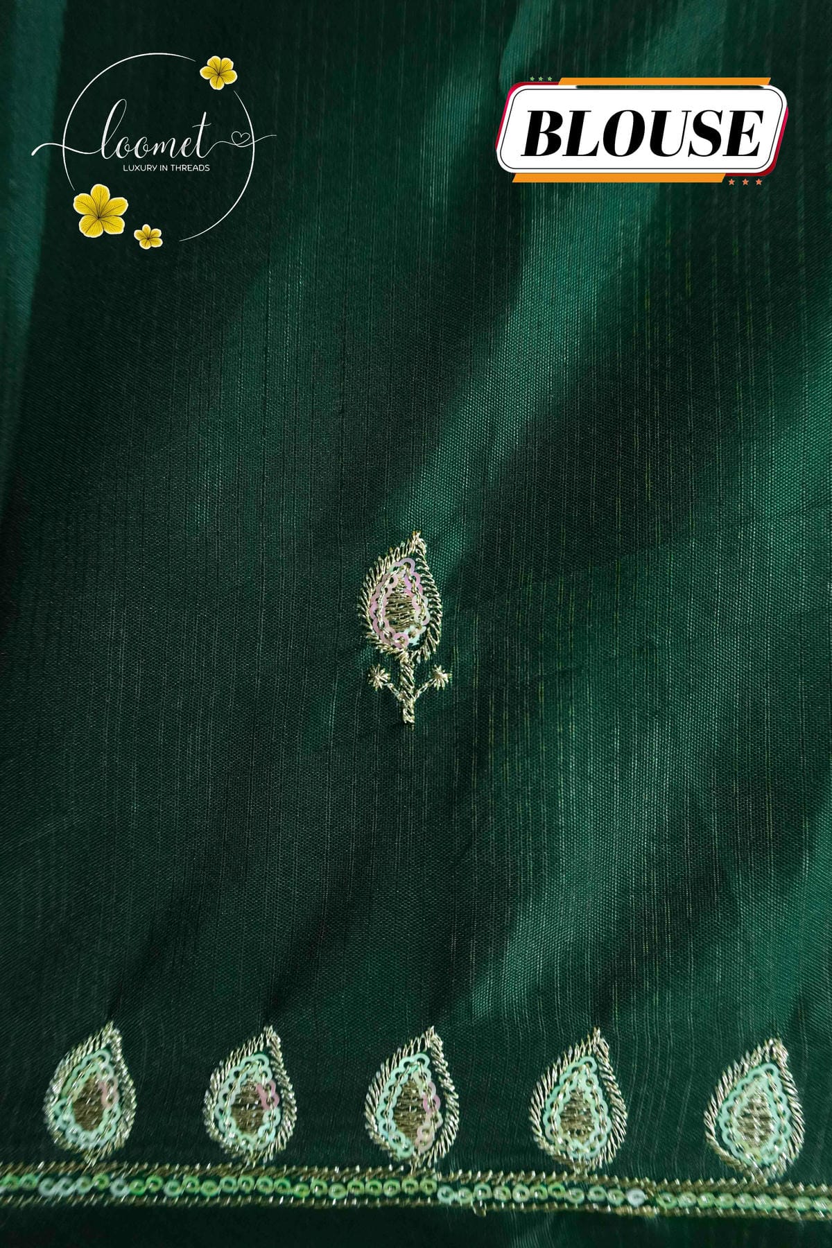 IWS4116 Golden Yellow Tissue Organza saree with silver sequin buttas shaped like small leaves.